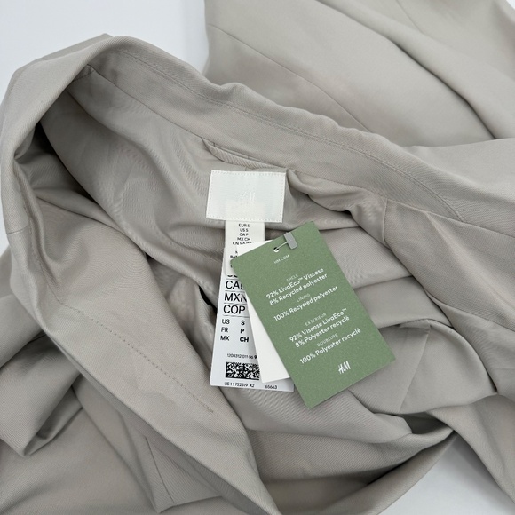 H&M Blazer Women Small NEW Beige Oversized Office Career Jacket Coat Notch - Picture 7 of 14